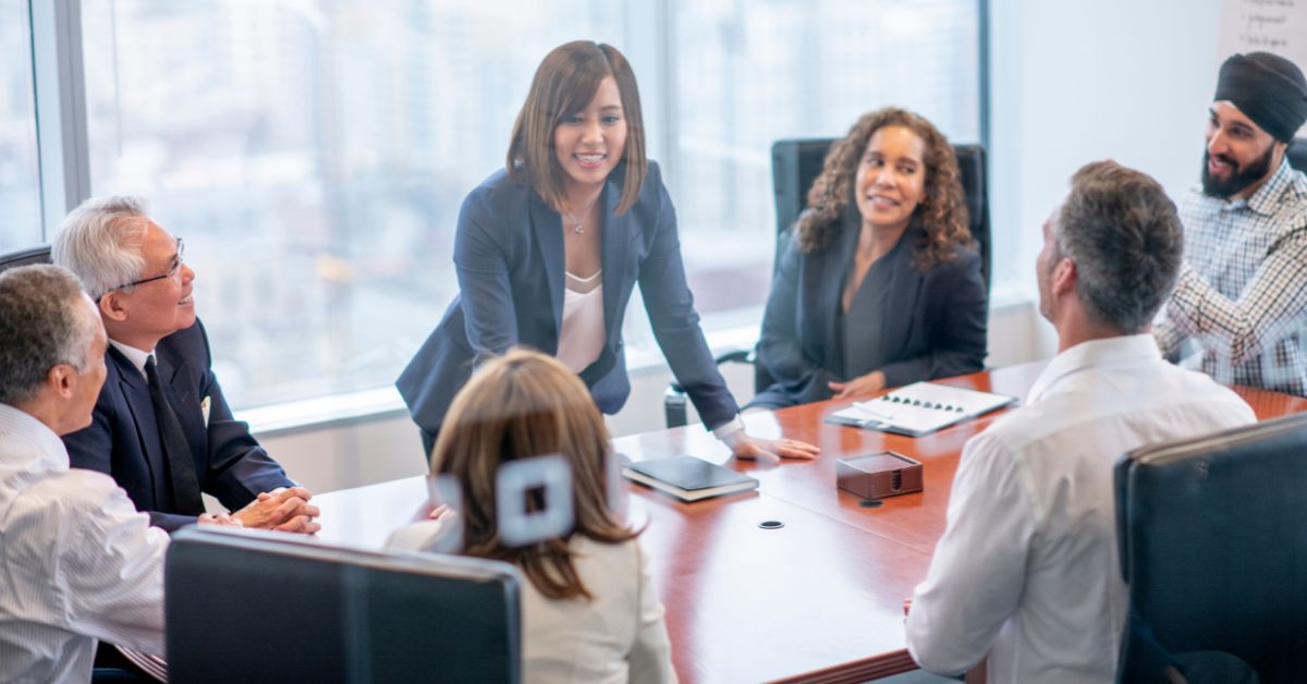 woman business leader meeting