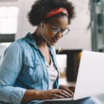 woman laptop outside