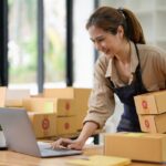 businesswoman shipping products