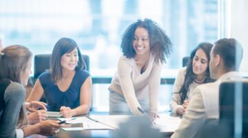 businesswoman leading